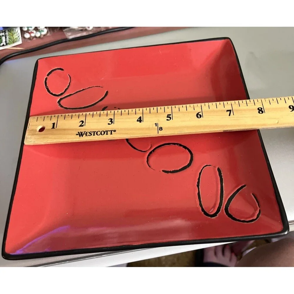 FLIRT By R&B Ritzenhoff Breker 8” Salad Luncheon Plate Red & Black Abstract Vtg